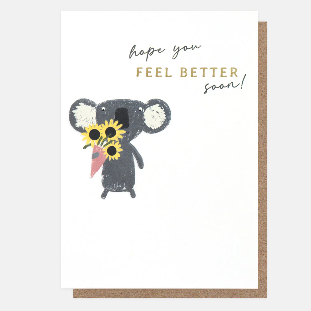 Koala Flowers Get Well Soon Card