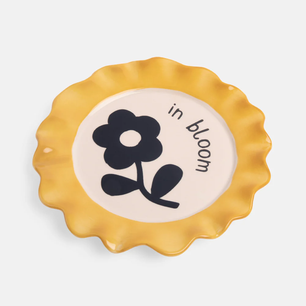 Yellow Mono Floral Ceramic Plate - Image 3