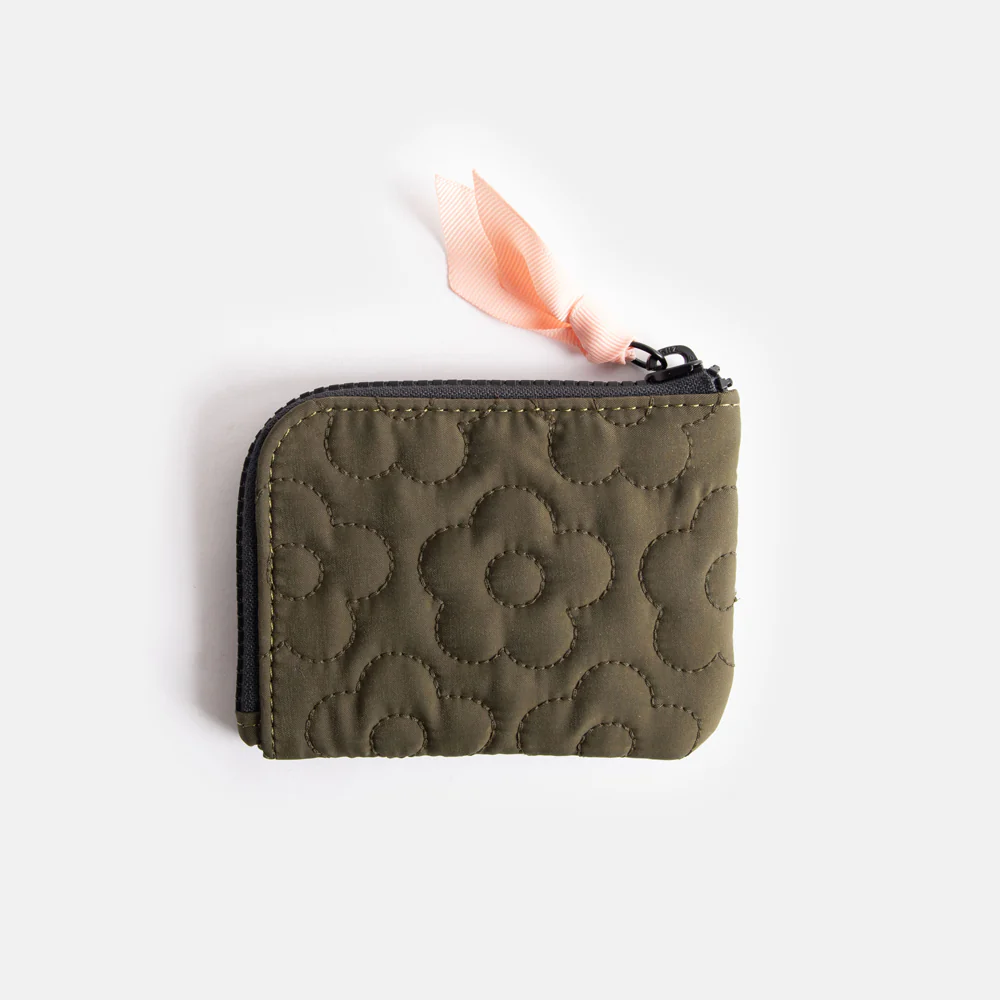 Khaki Flower Quilt Corner Purse - Image 2