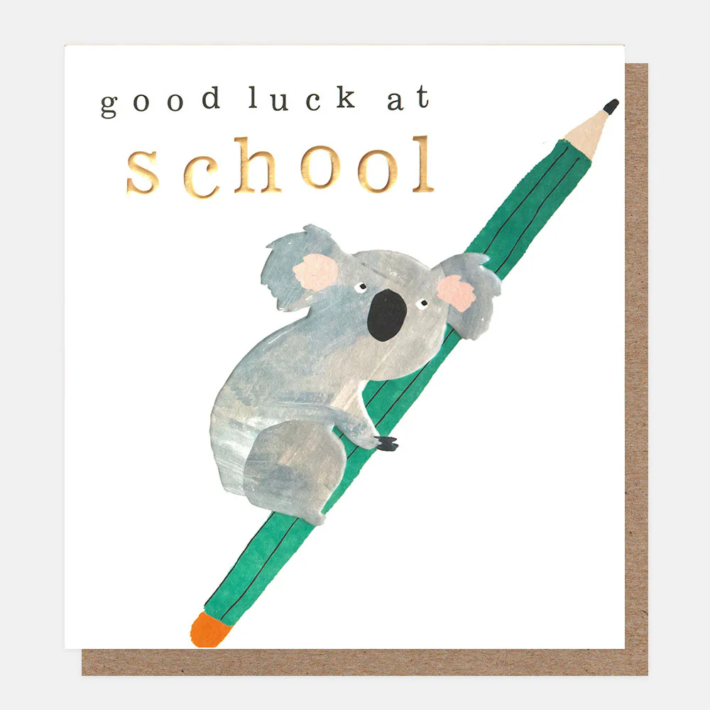 Koala & Pencil Good Luck At School Card