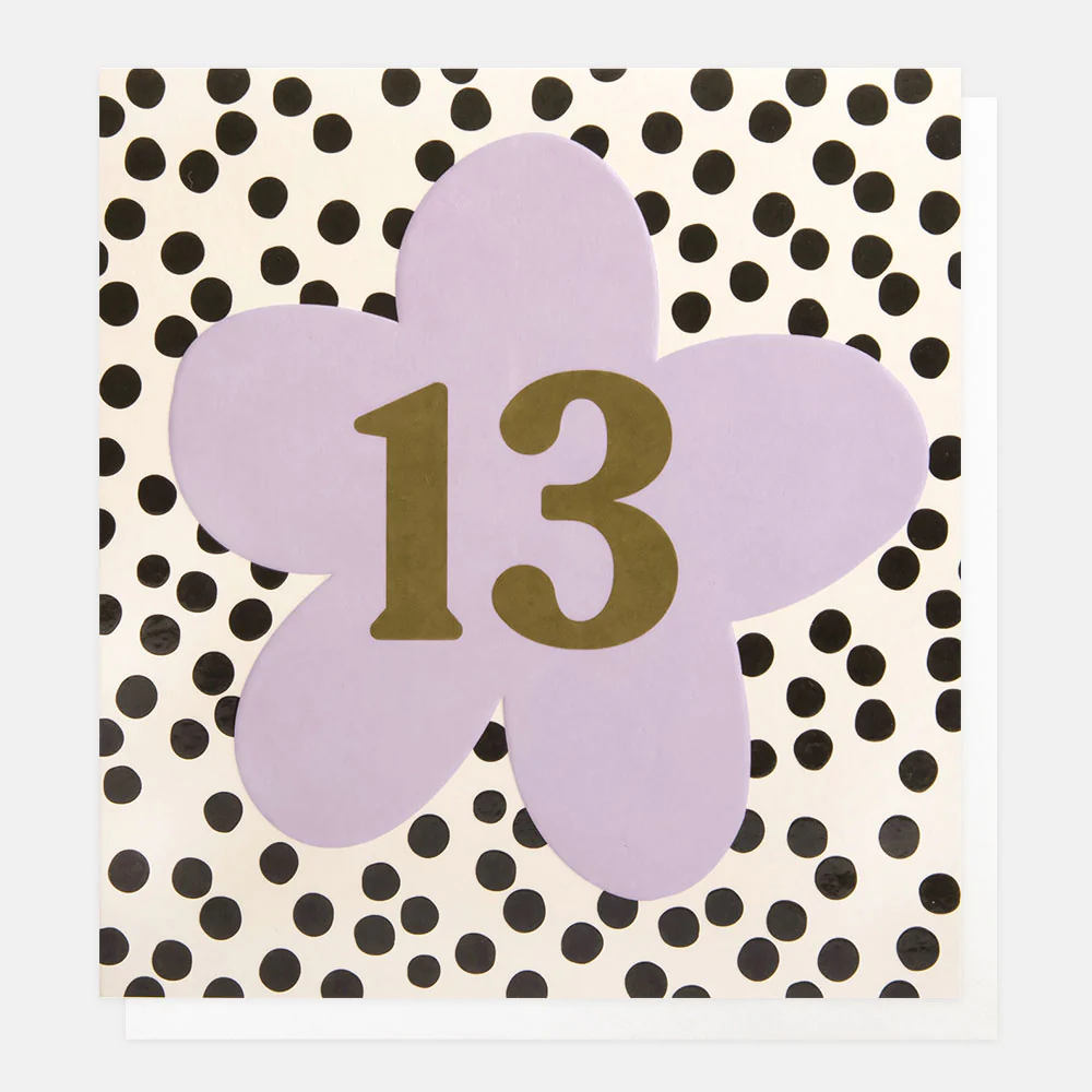 Lilac Flower On Spots 13th Birthday Card