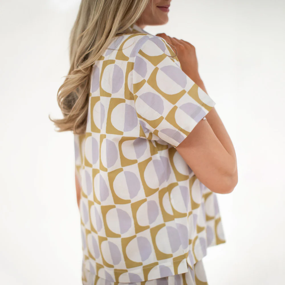 Lilac/Moss Geo Cotton Short Pyjama Set - Image 5
