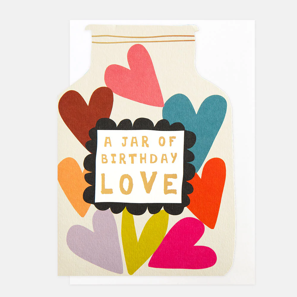 Love Hearts Jar Birthday Card