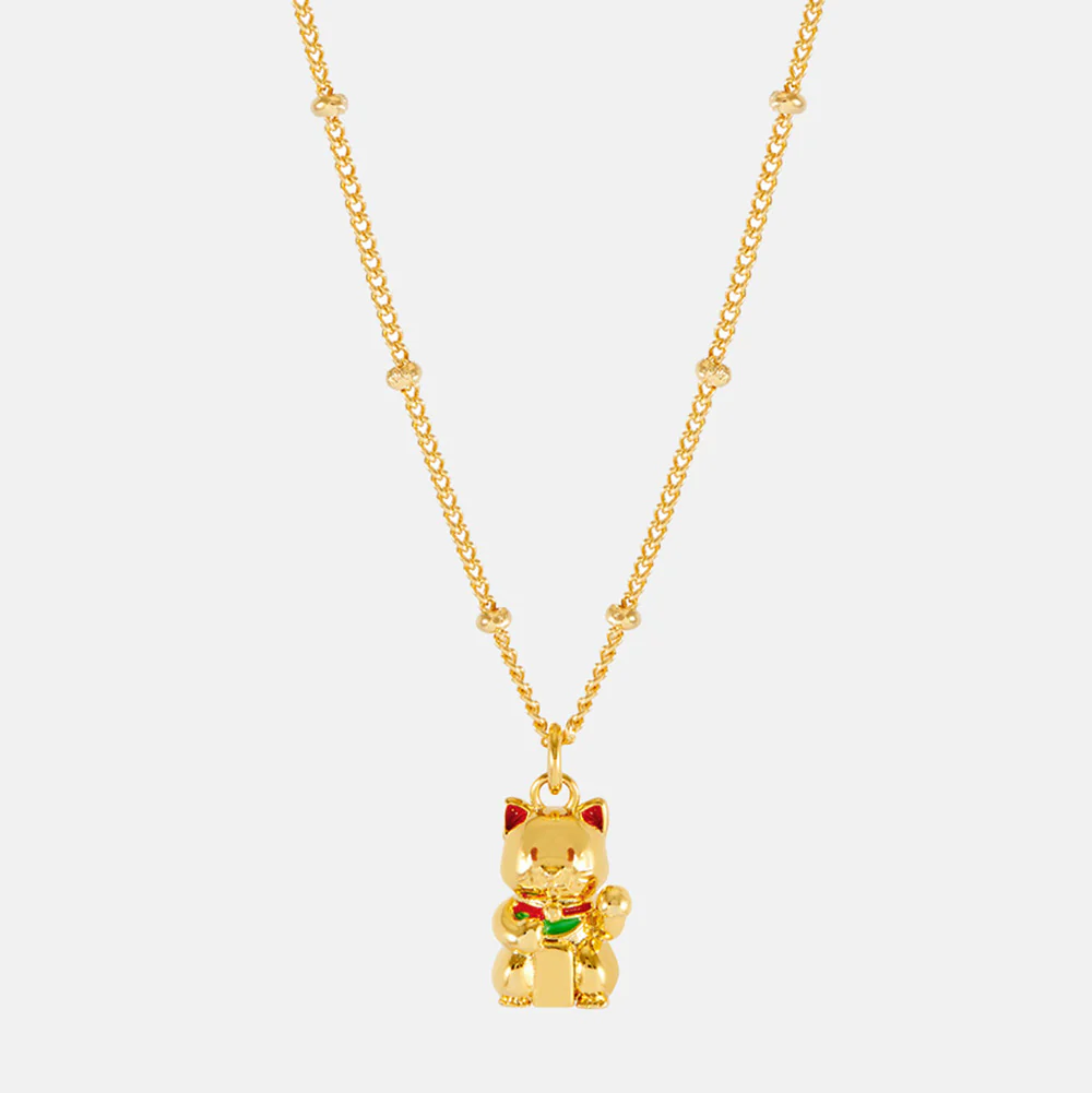 Gold Lucky Cat Necklace