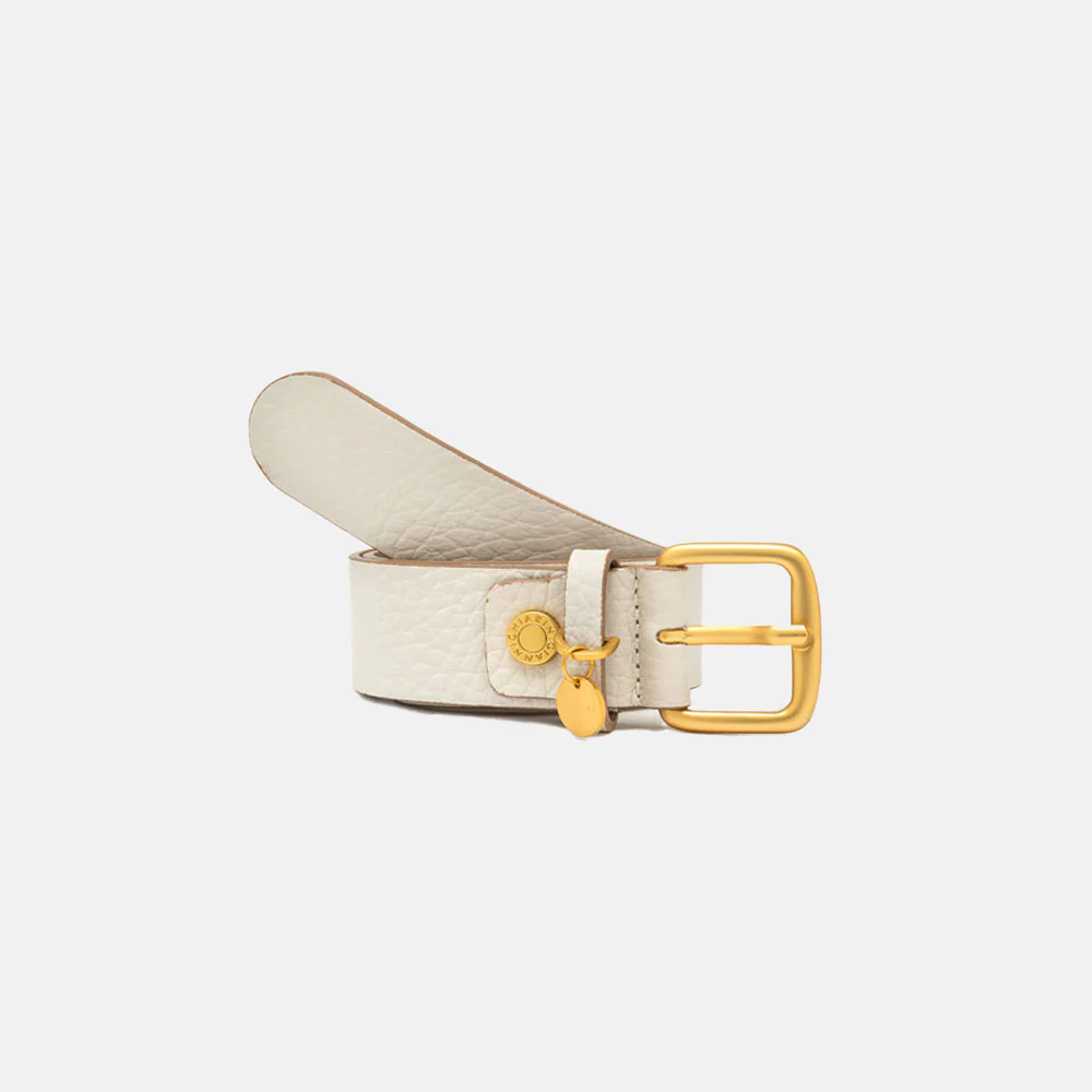 Marble White Leather Belt