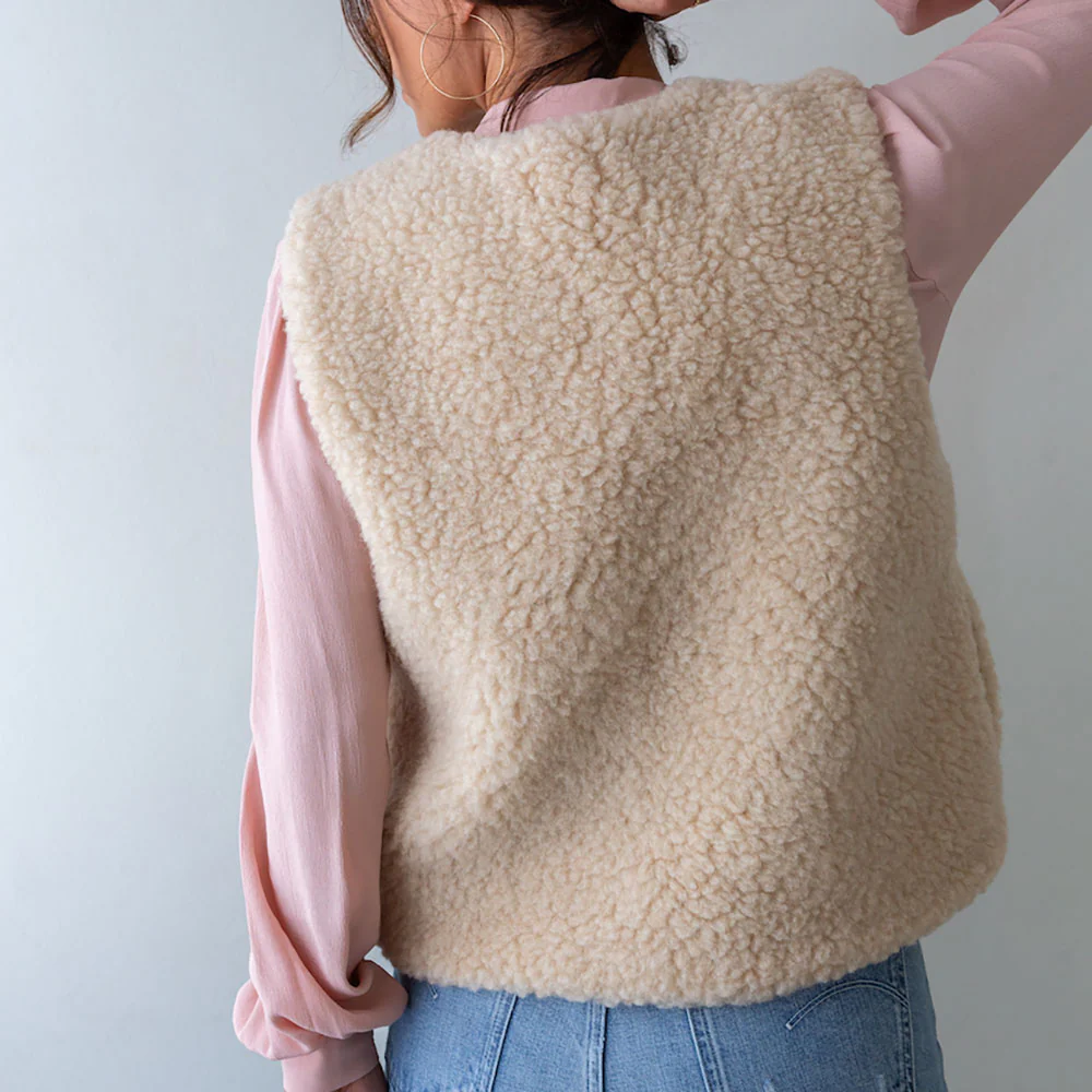 Cream Merino Sheepskin Gilet - Image 4