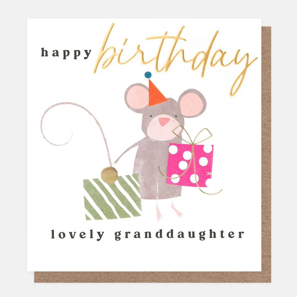Mouse With Presents Birthday Card For Granddaughter