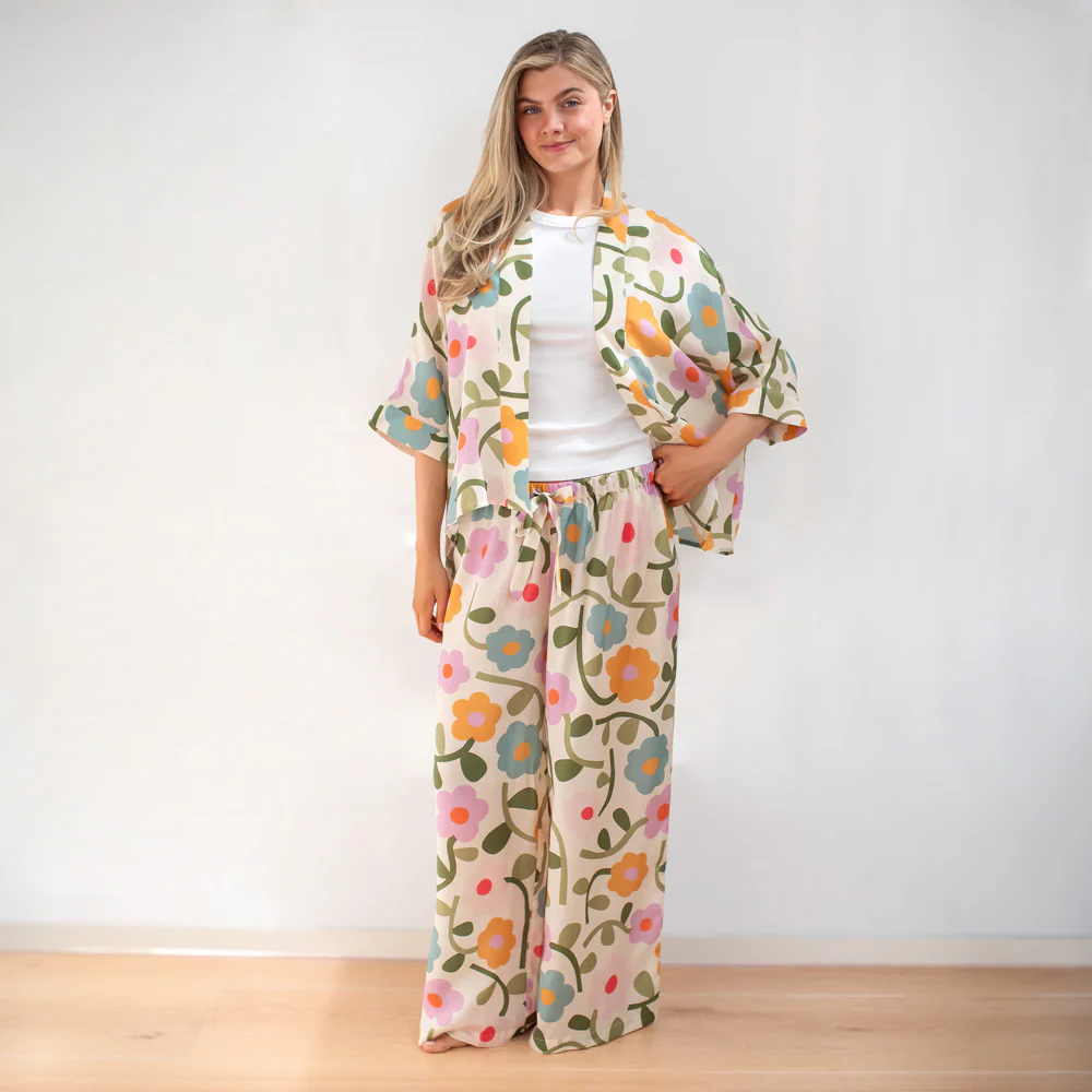 Multi Bloom Viscose Short Kimono - Image 4