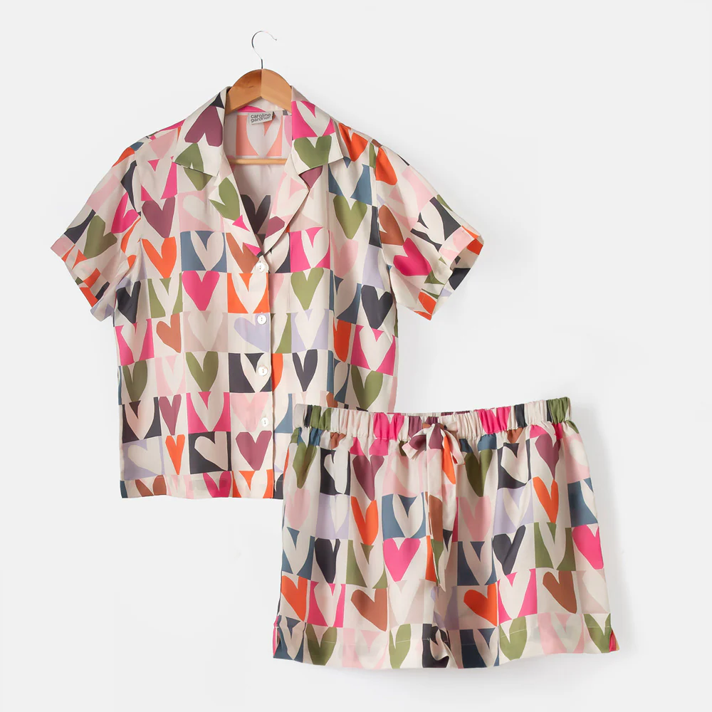 Multi Colour Block Hearts Short Pyjama Set