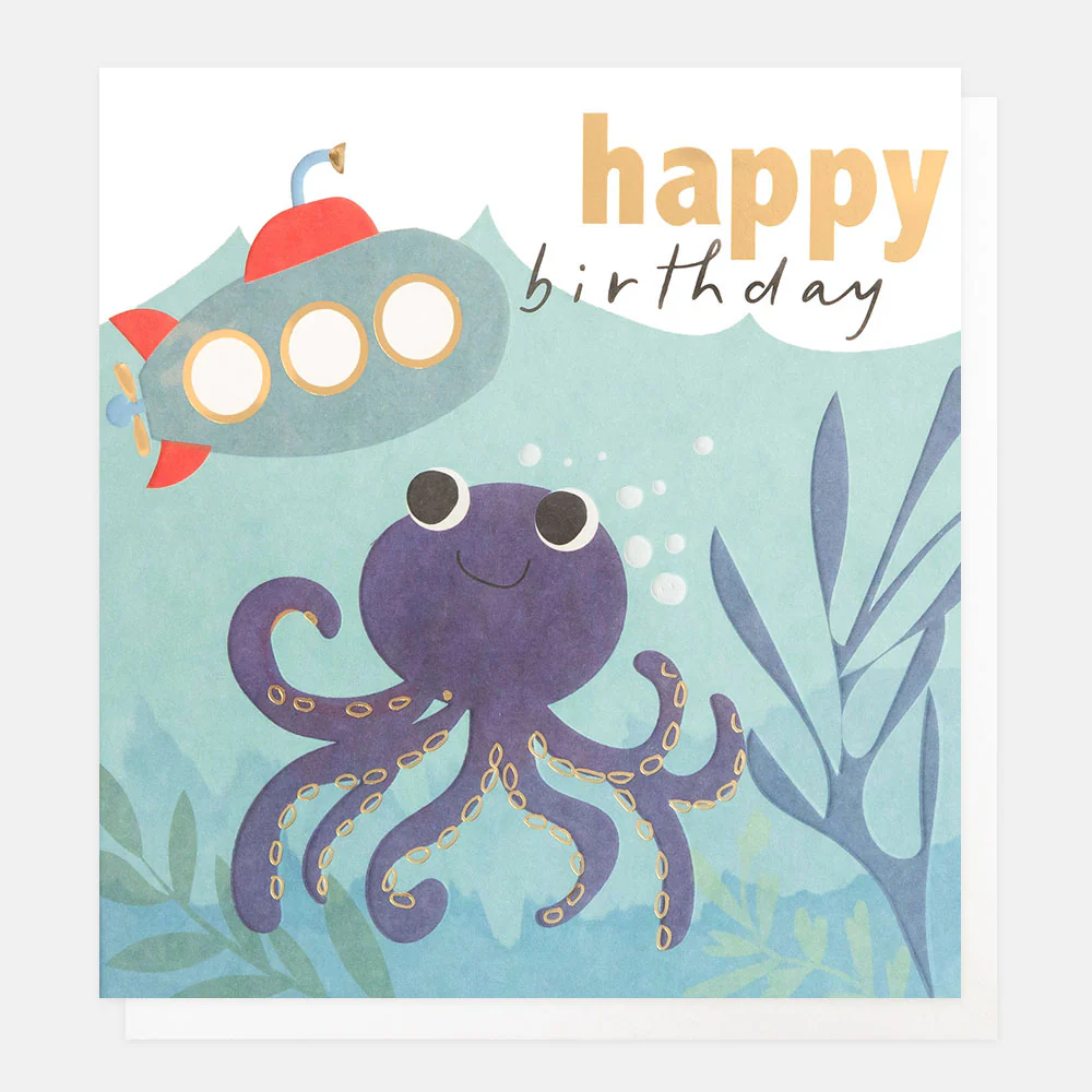 Octopus & Submarine Birthday Card