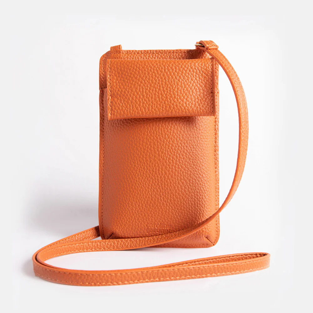 Orange Vegan Leather Phone Bag