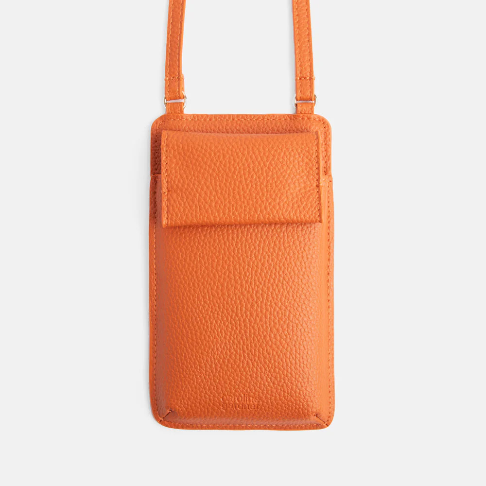 Orange Vegan Leather Phone Bag - Image 3