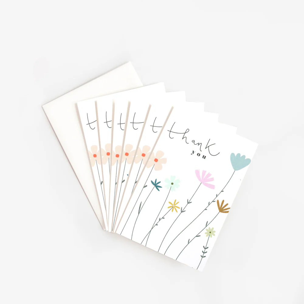 Pastel Flowers Thank You Cards Pack of 6