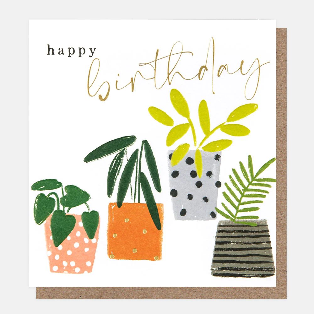 Patterned Plant Pots Birthday Card