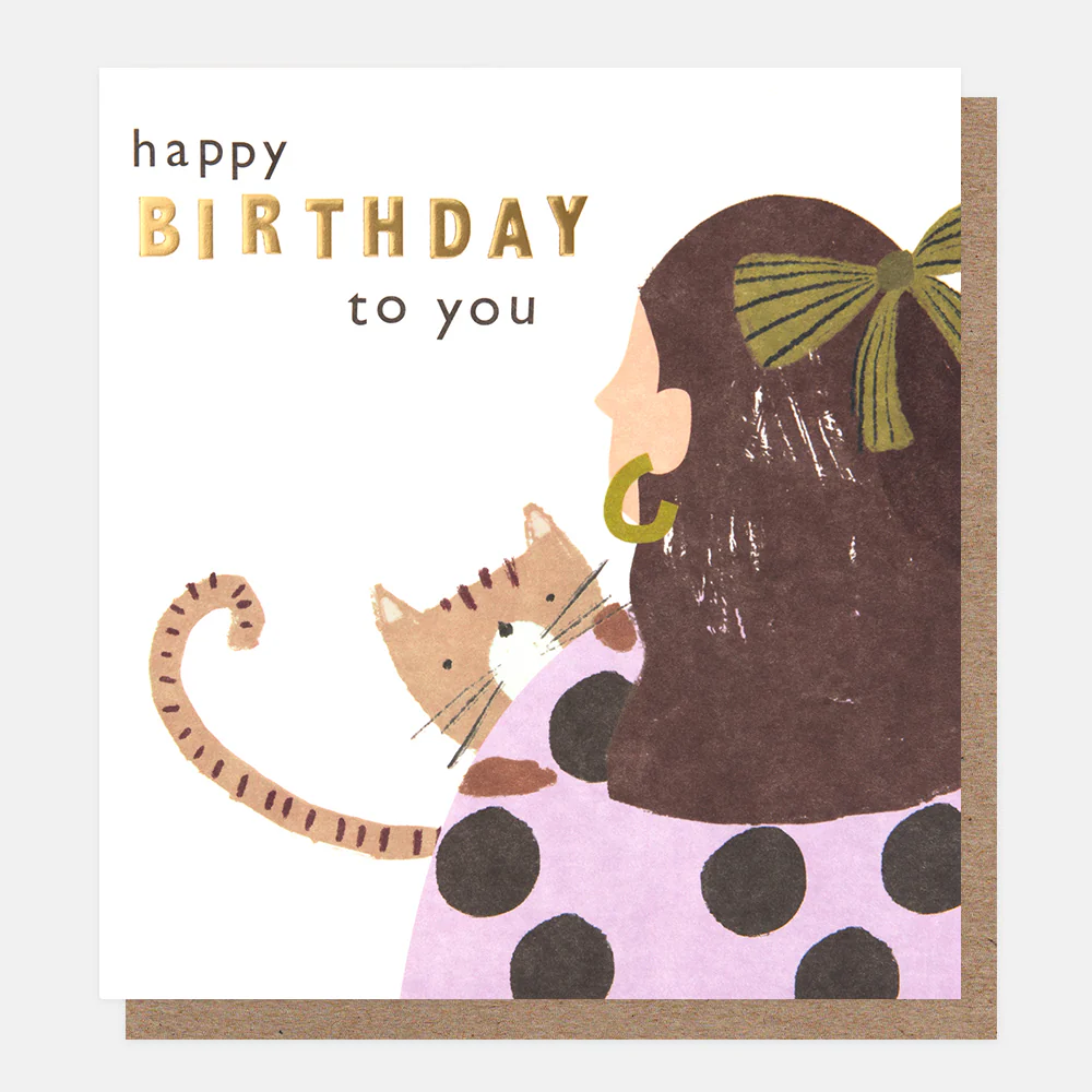 Peeping Cat Happy Birthday To You Card