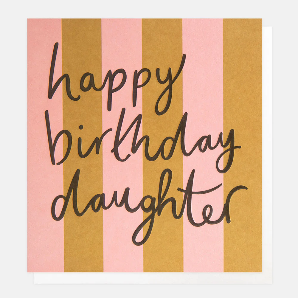 Pink/Brown Stripe Birthday Card For Daughter