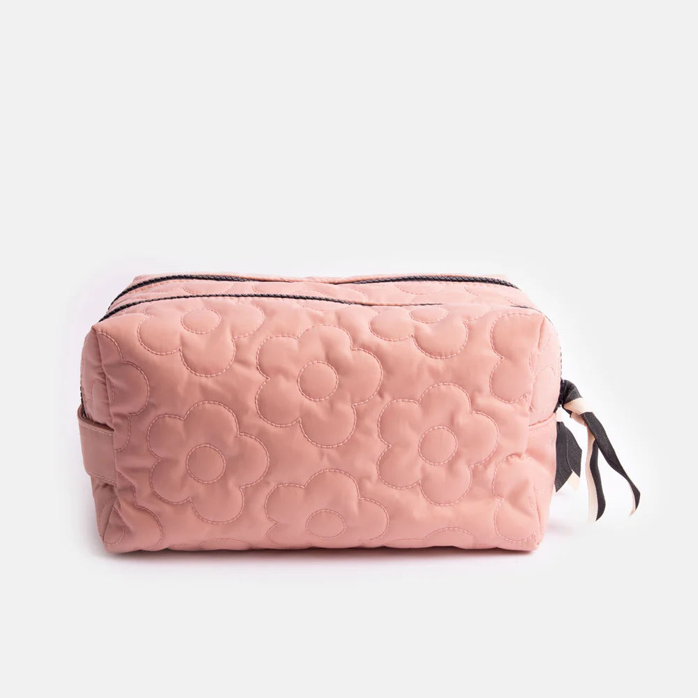 Pink Flower Quilt Large Travel Wash Bag - Image 2