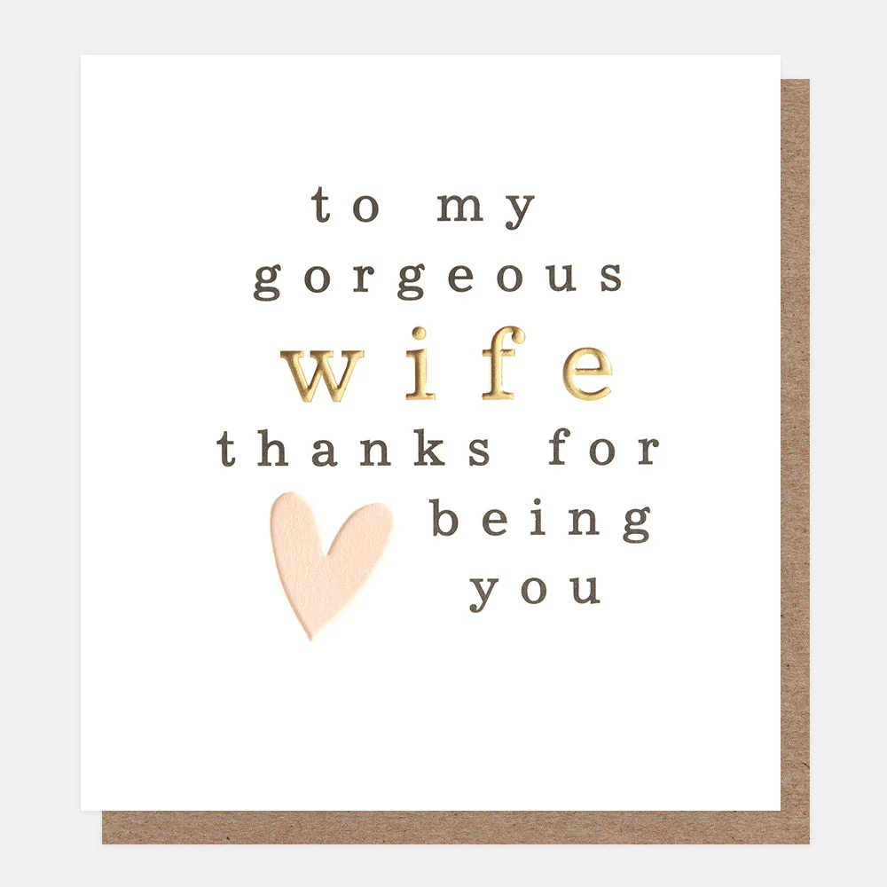 Pink Heart To My Gorgeous Wife Card