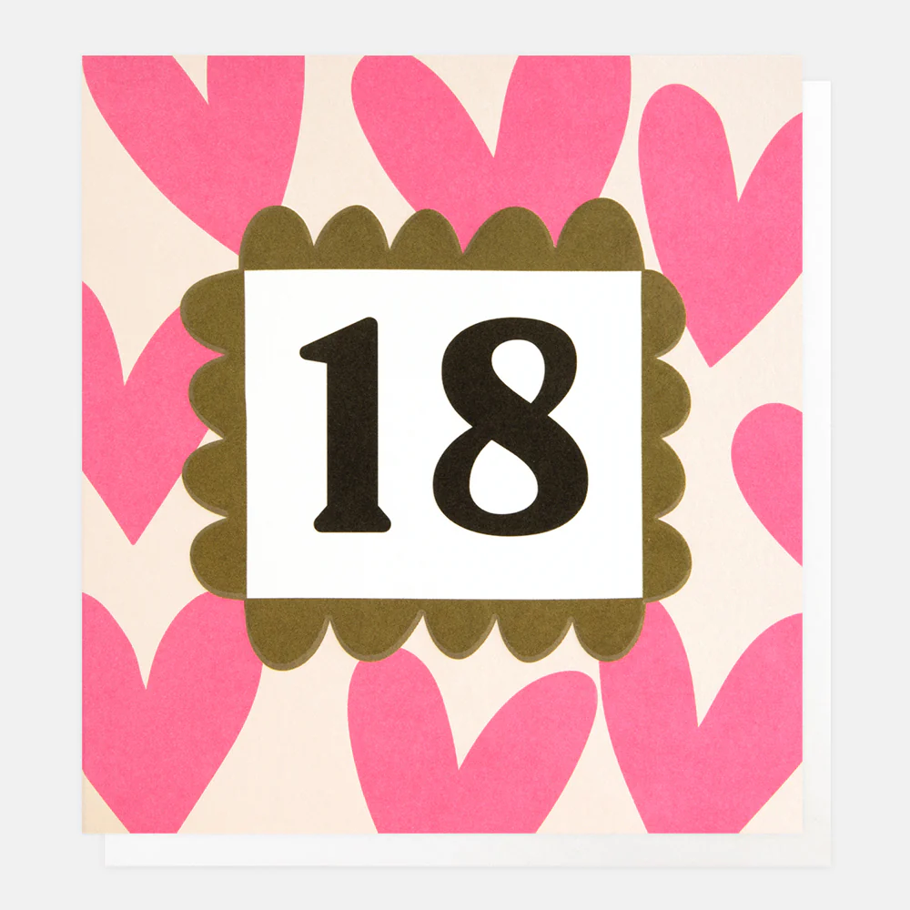 Pink Hearts 18th Birthday Card
