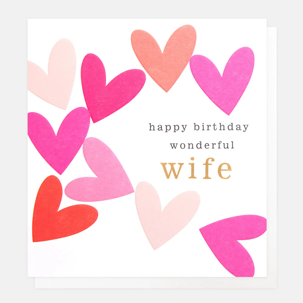 Pink Hearts Birthday Card For Wife