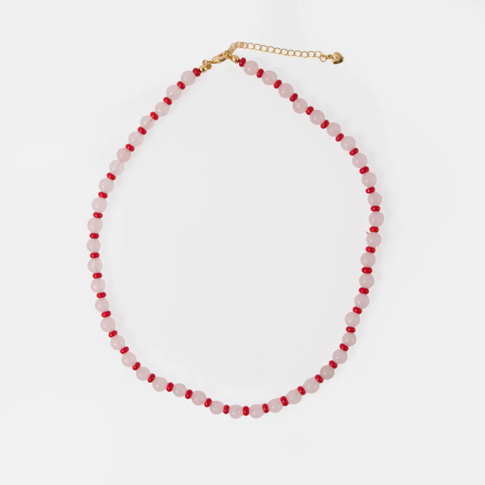 Pink & Red Beaded Necklace