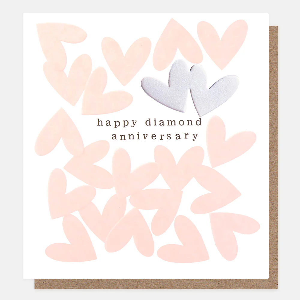 Pink/Silver Hearts Diamond Anniversary Card