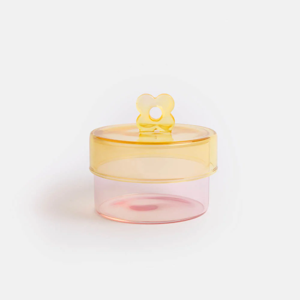 Pink/Yellow Glass Storage Jar