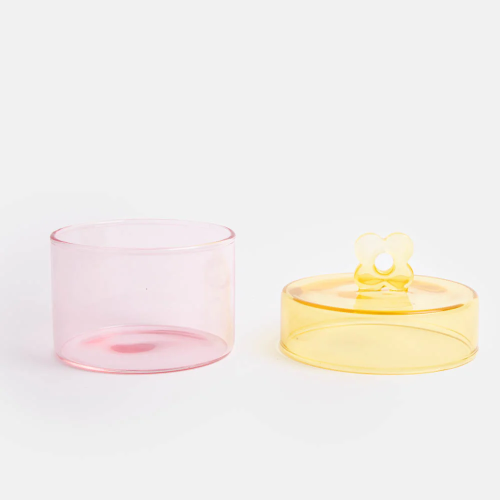 Pink/Yellow Glass Storage Jar - Image 2