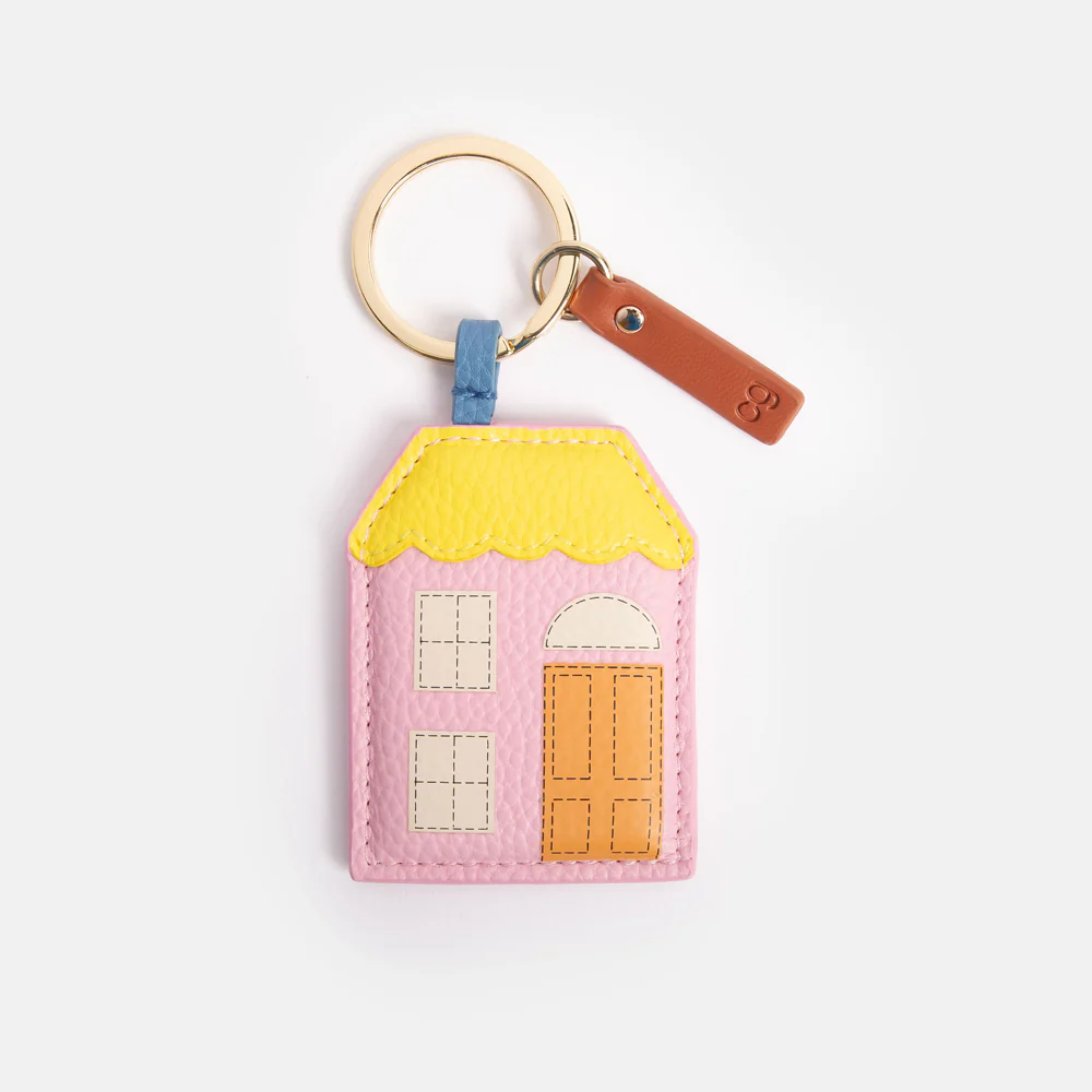 Pink/Yellow House Keyring