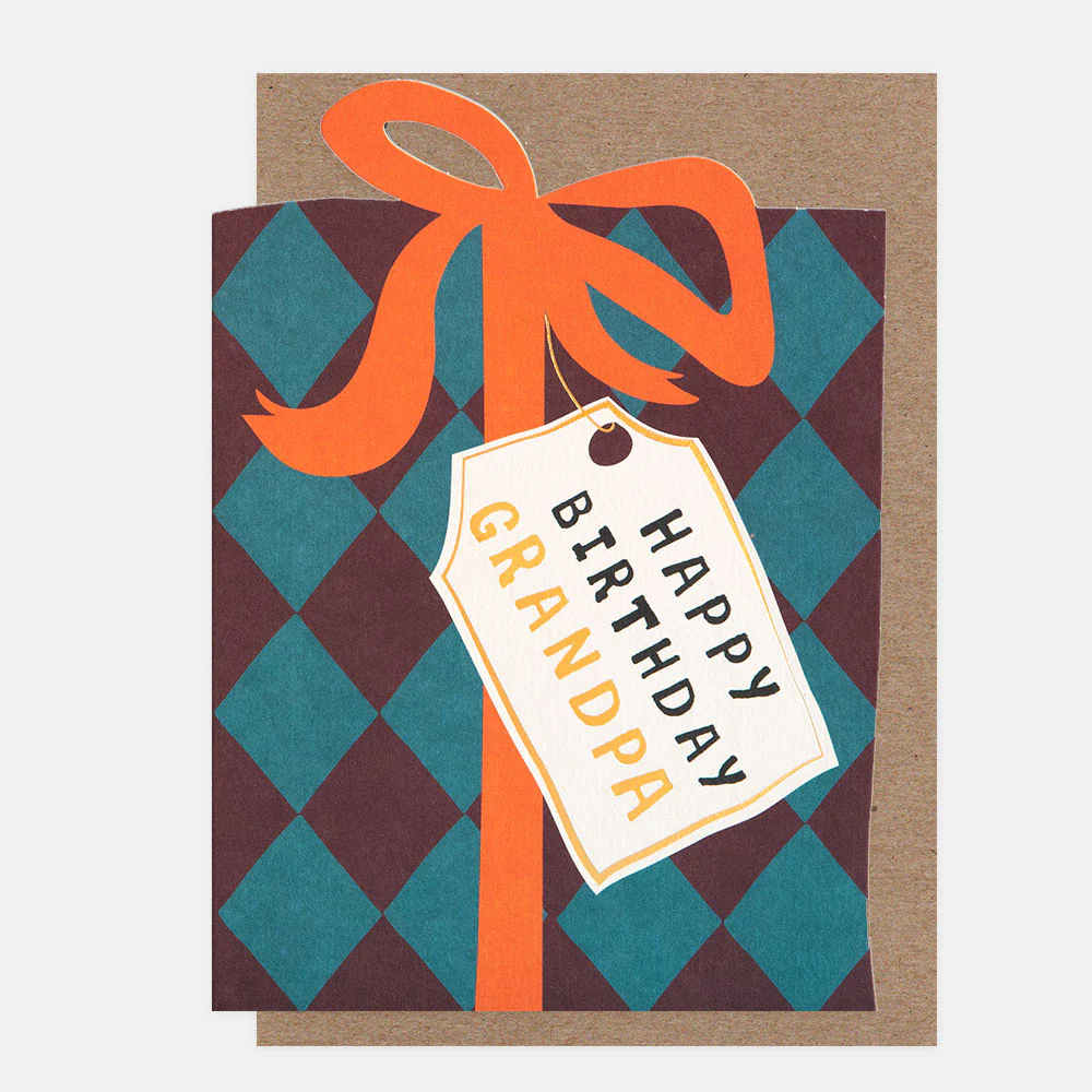 Present With Bow Birthday Card For Grandpa