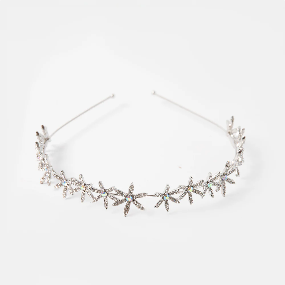 Silver Floral Thin Headband