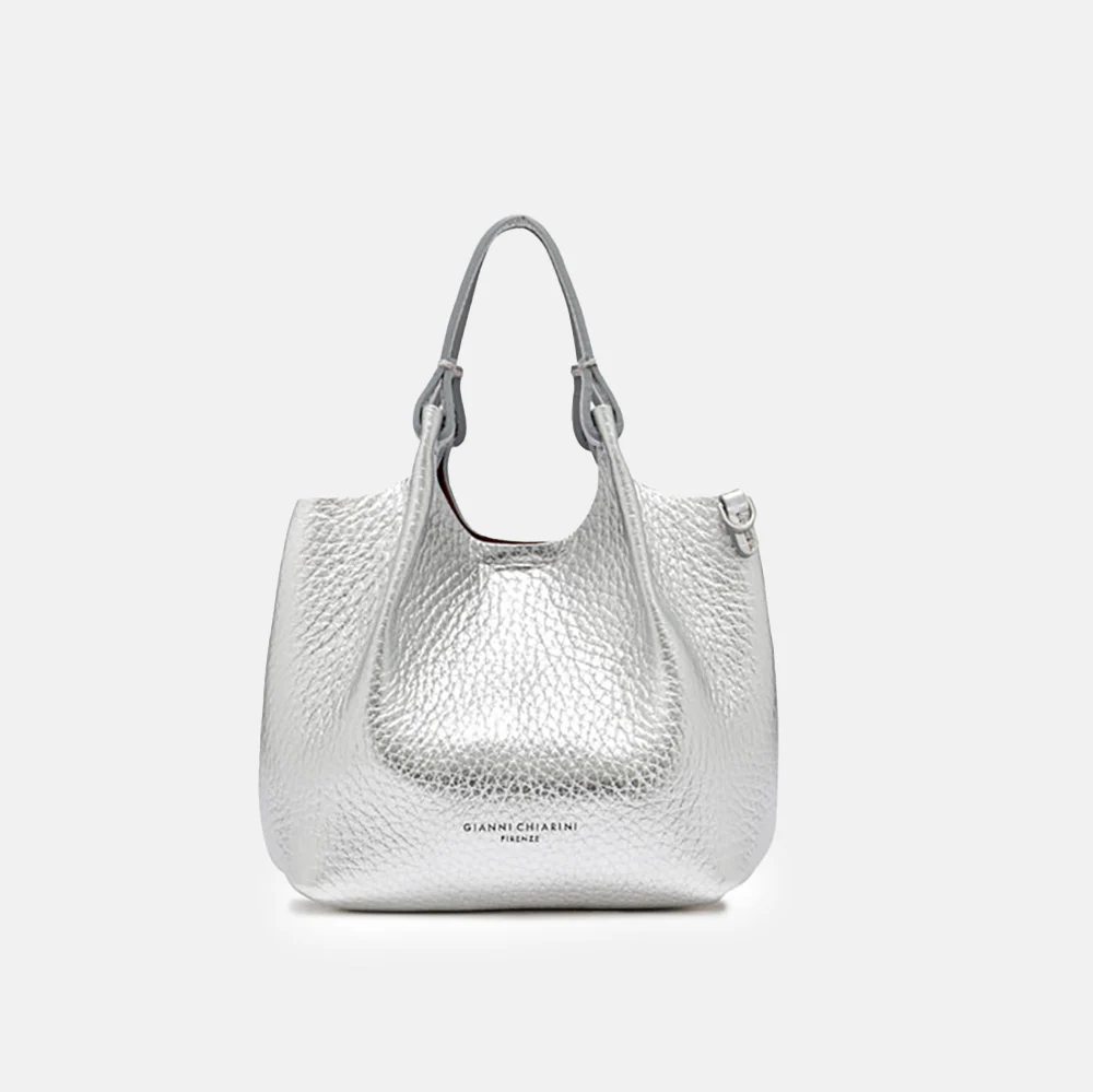 Silver Leather Dua Tote Bag