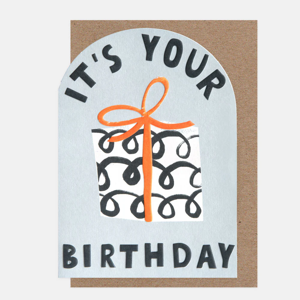 Squiggle Wrapped Present Birthday Card