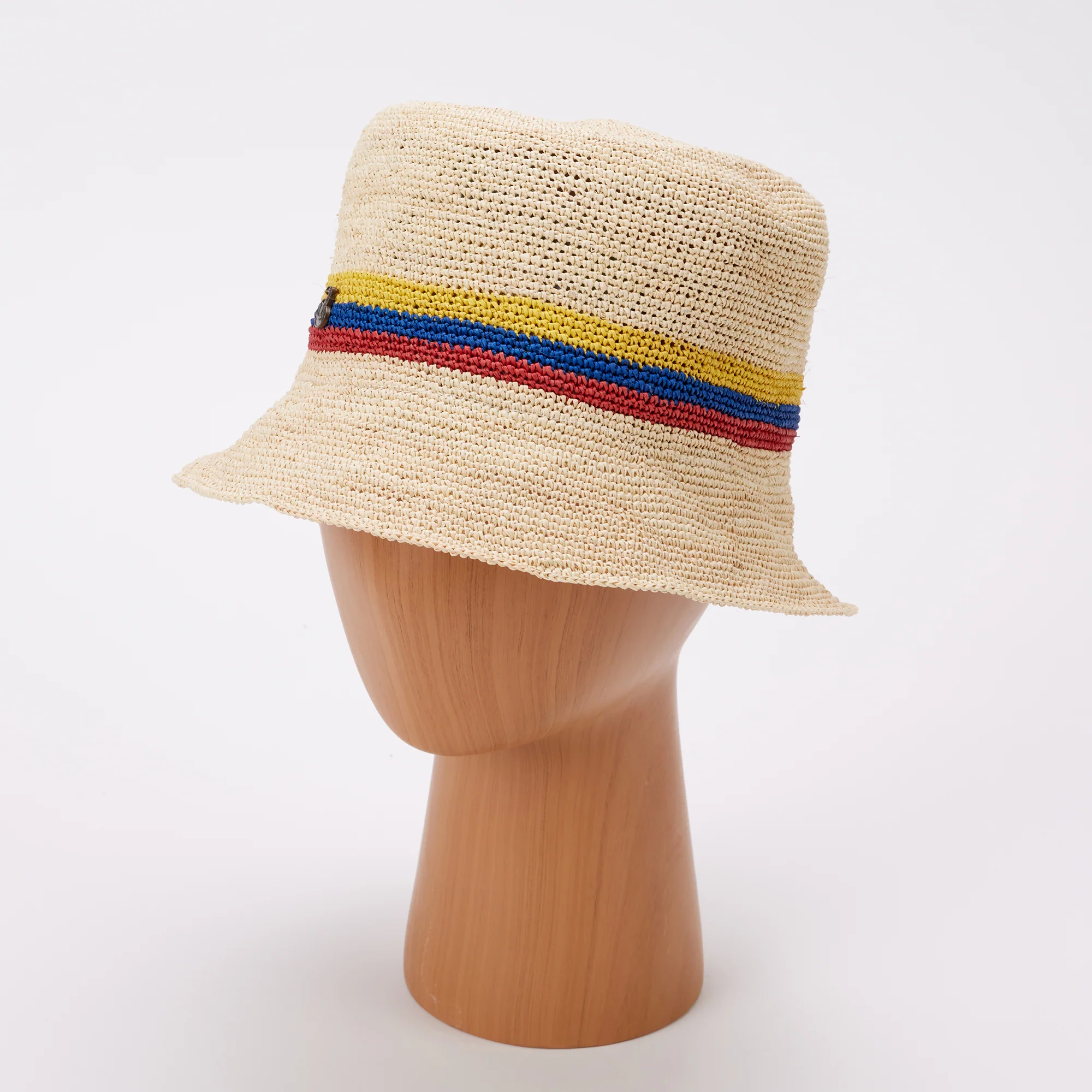 Stripe Band Straw Bucket Hat