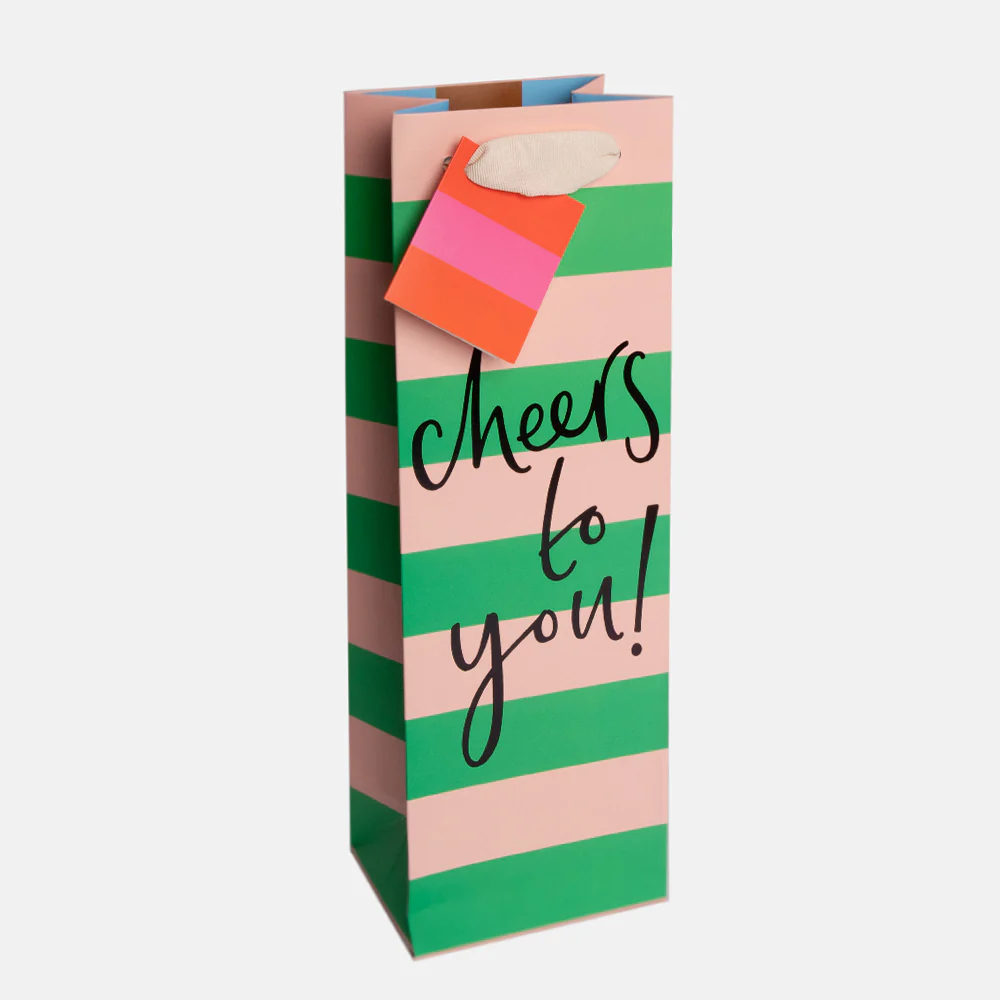 Stripe Cheers To You Bottle Gift Bag