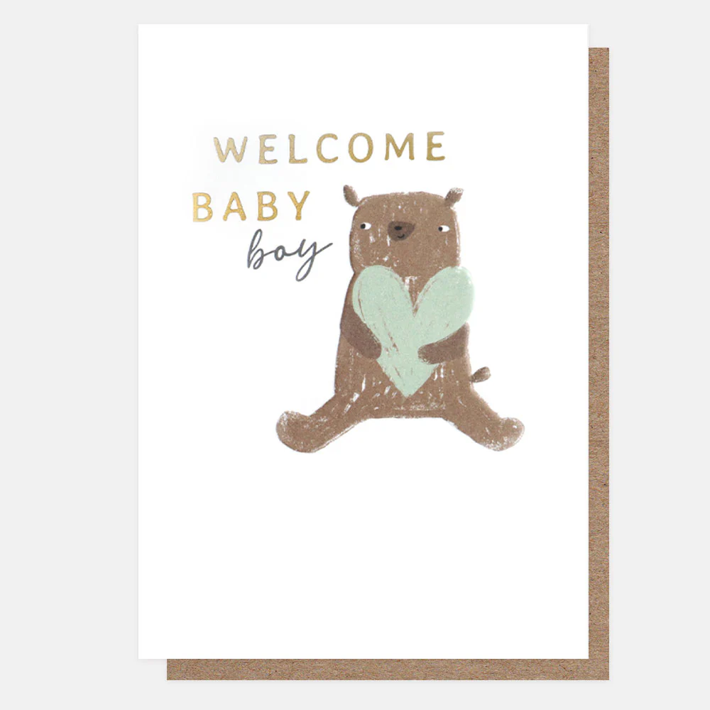 Bear & Heart Welcome New Baby Boy Card