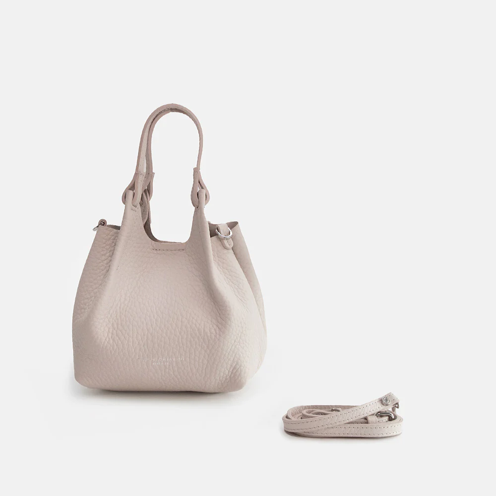 White Leather Dua Tote Bag