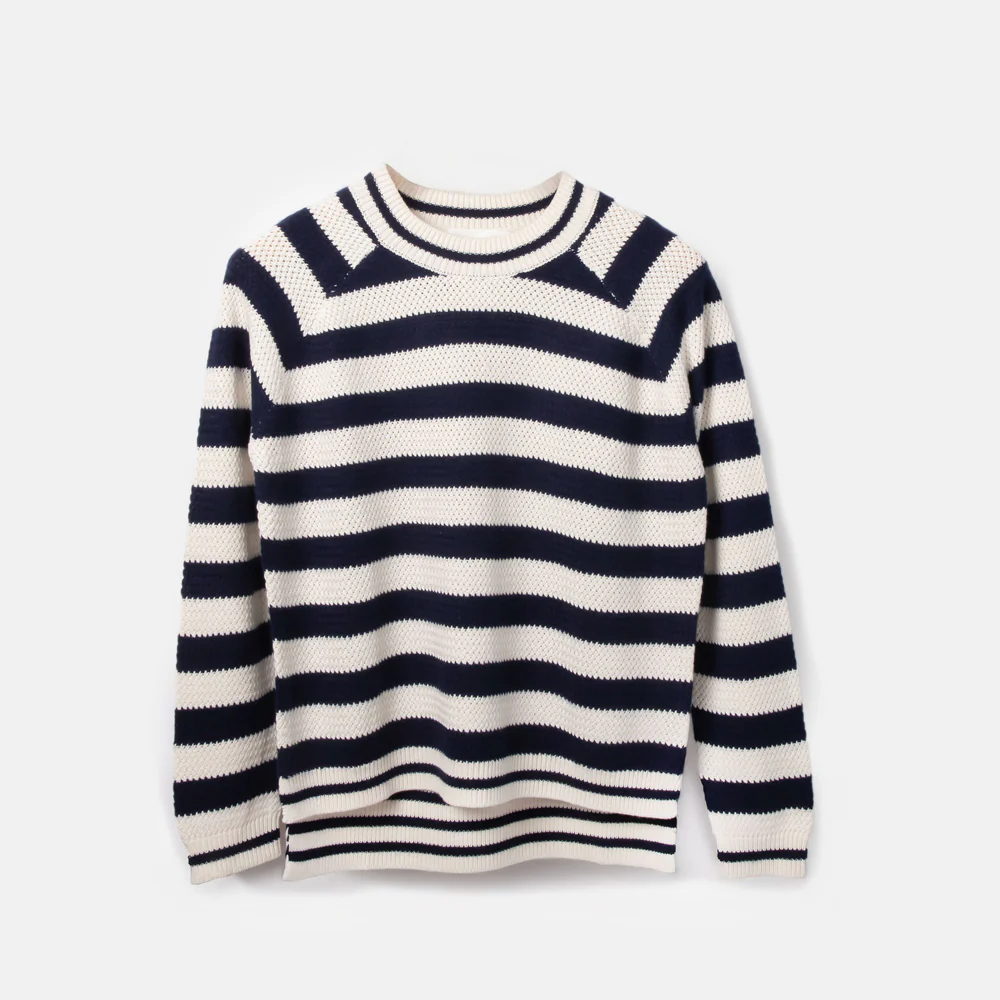 White/Navy Stripe Cotton/Cashmere Jumper